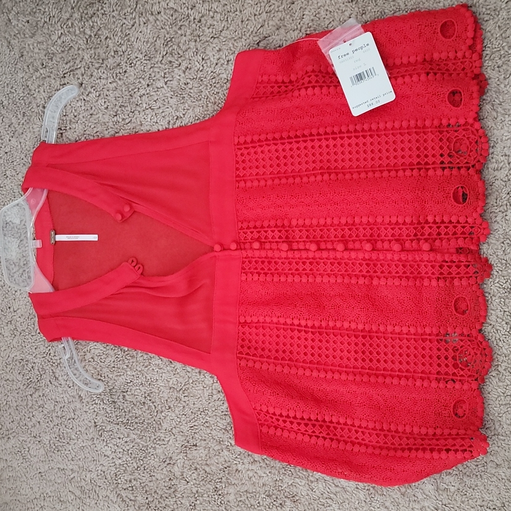 Womens Free People Crop Tank Red Large